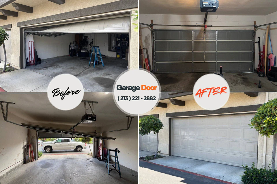 Before and after: garage door repair Eagle Crest, OR